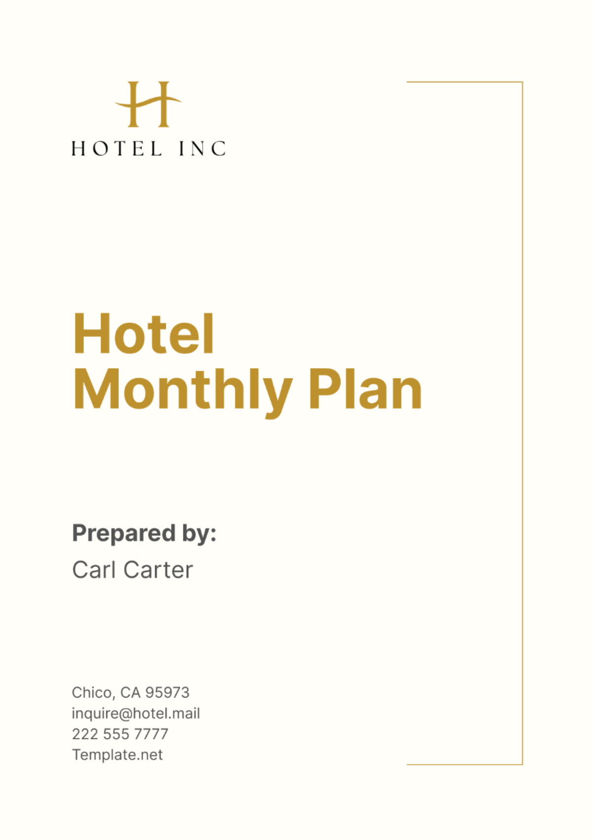 Hotel Monthly Plan Template - Edit Online & Download