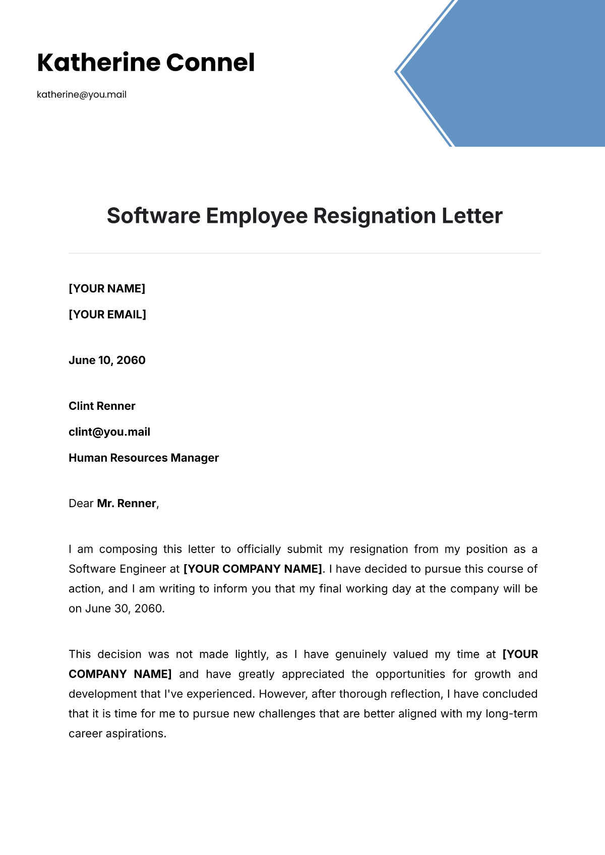 Sample Software Employee Resignation Letter Template - Edit Online & Download