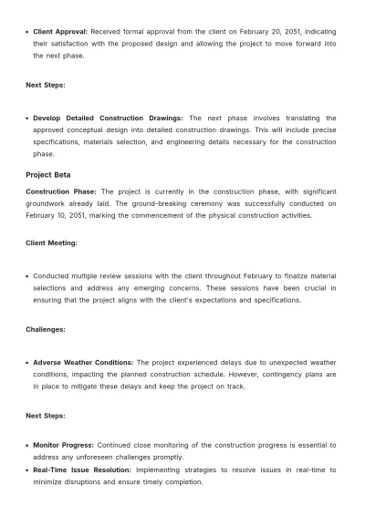 Free Architecture Monthly Report Template to Edit Online