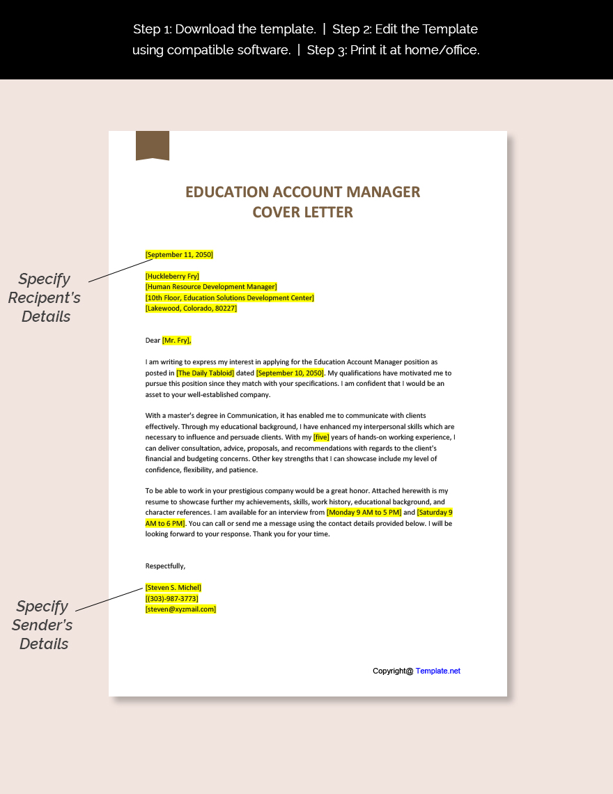 Education Account Manager Cover Letter