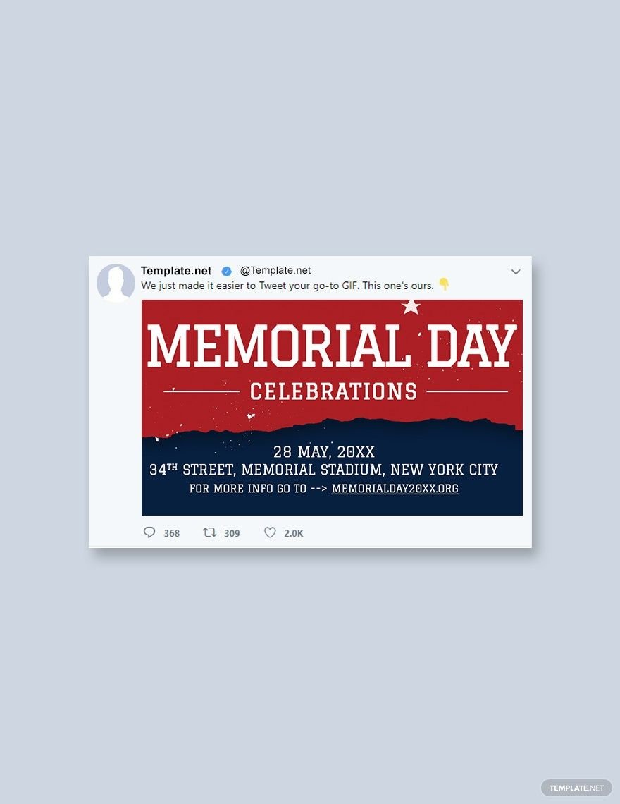 Memorial Day Twitter Post Template in PSD