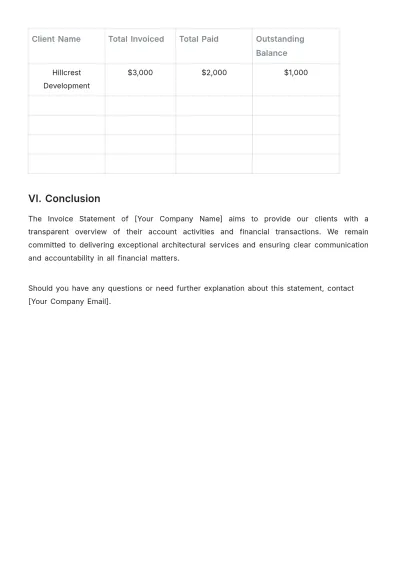 Free Architecture Invoice Statement Template to Edit Online