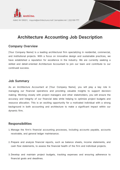 Free Architecture Accounting Job Description Template to Edit Online