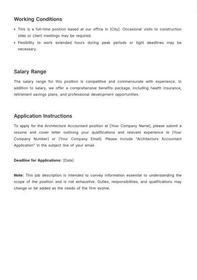 Free Architecture Accounting Job Description Template to Edit Online