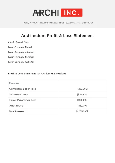 Free Architecture Profit & Loss Statement Template to Edit Online