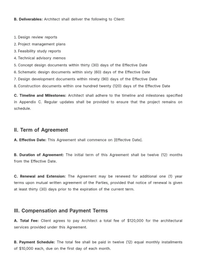 Free Construction Architecture Services Agreement Template to Edit Online