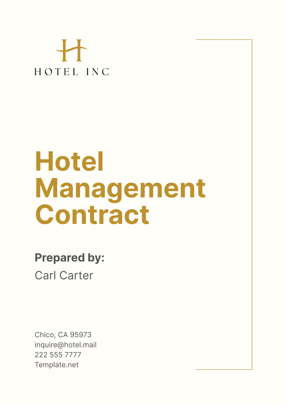 Free Hotel Management Contract Template