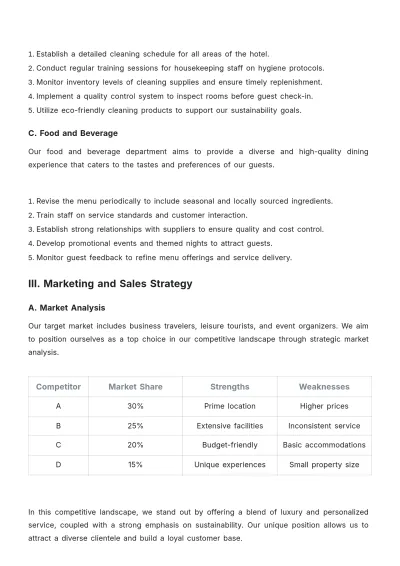 Free Hotel Action Plan Template to Edit Online