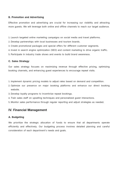 Free Hotel Action Plan Template to Edit Online