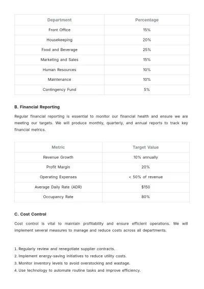 Free Hotel Action Plan Template to Edit Online