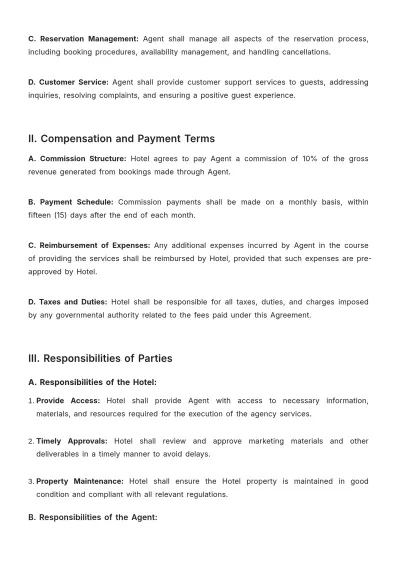 Free Hotel Agency Contract Template to Edit Online