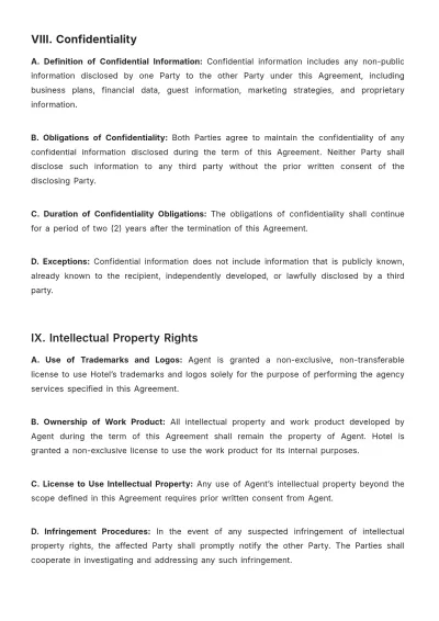 Free Hotel Agency Contract Template to Edit Online