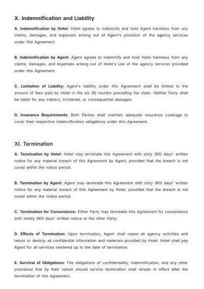 Free Hotel Agency Contract Template to Edit Online
