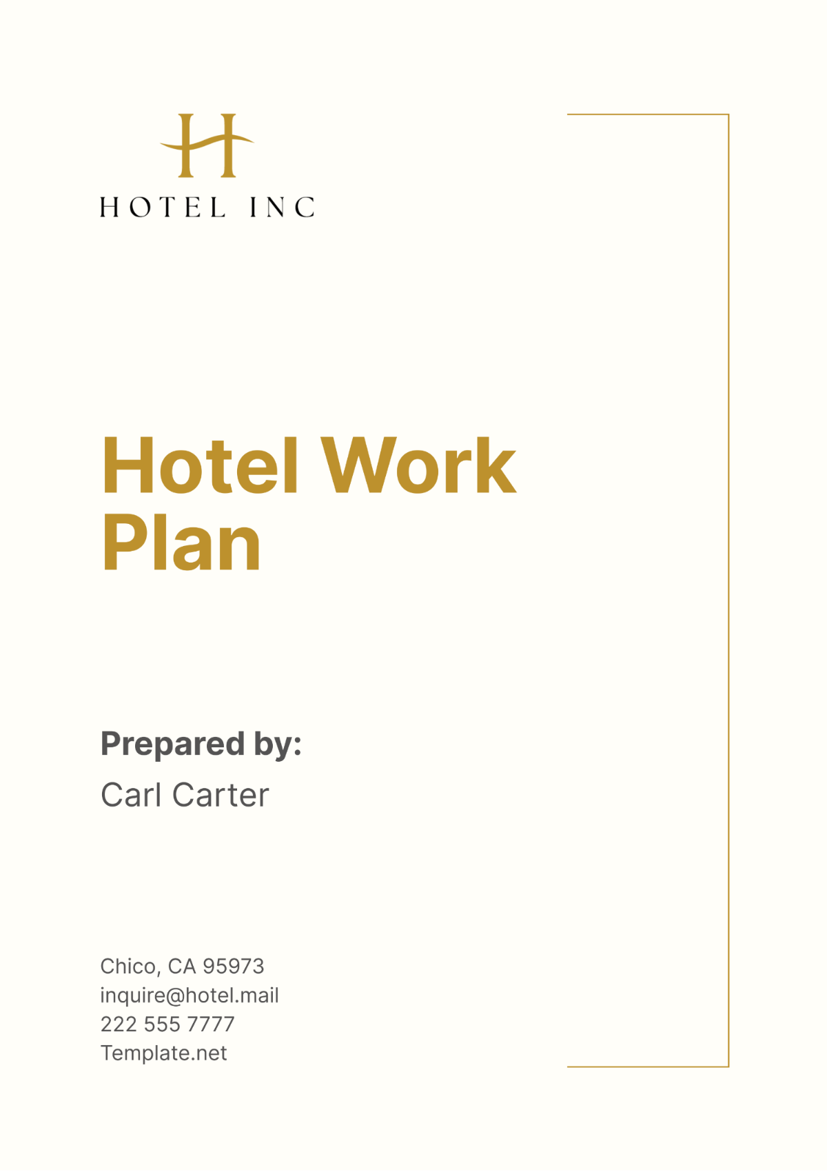 Free Hotel Work Plan Template
