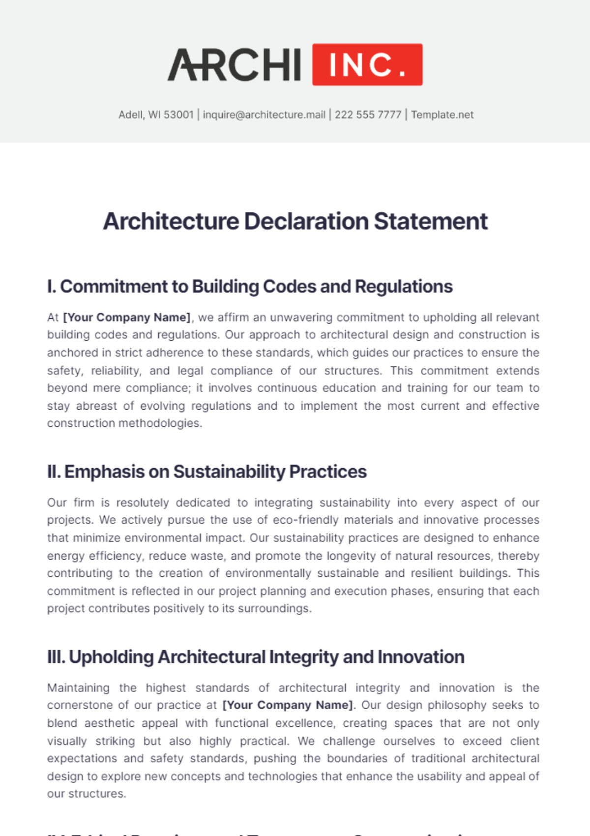 Architecture Declaration Statement Template - Edit Online & Download