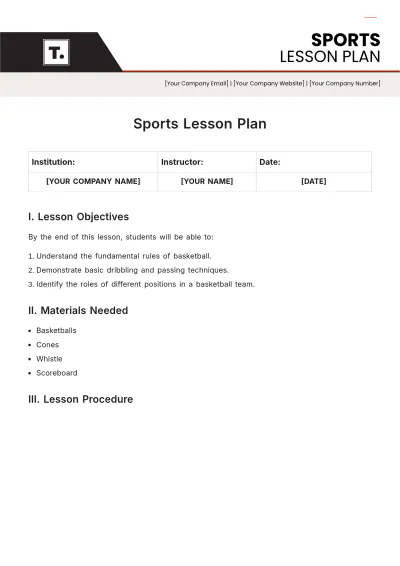 Free Sports Lesson Plan Template to Edit Online