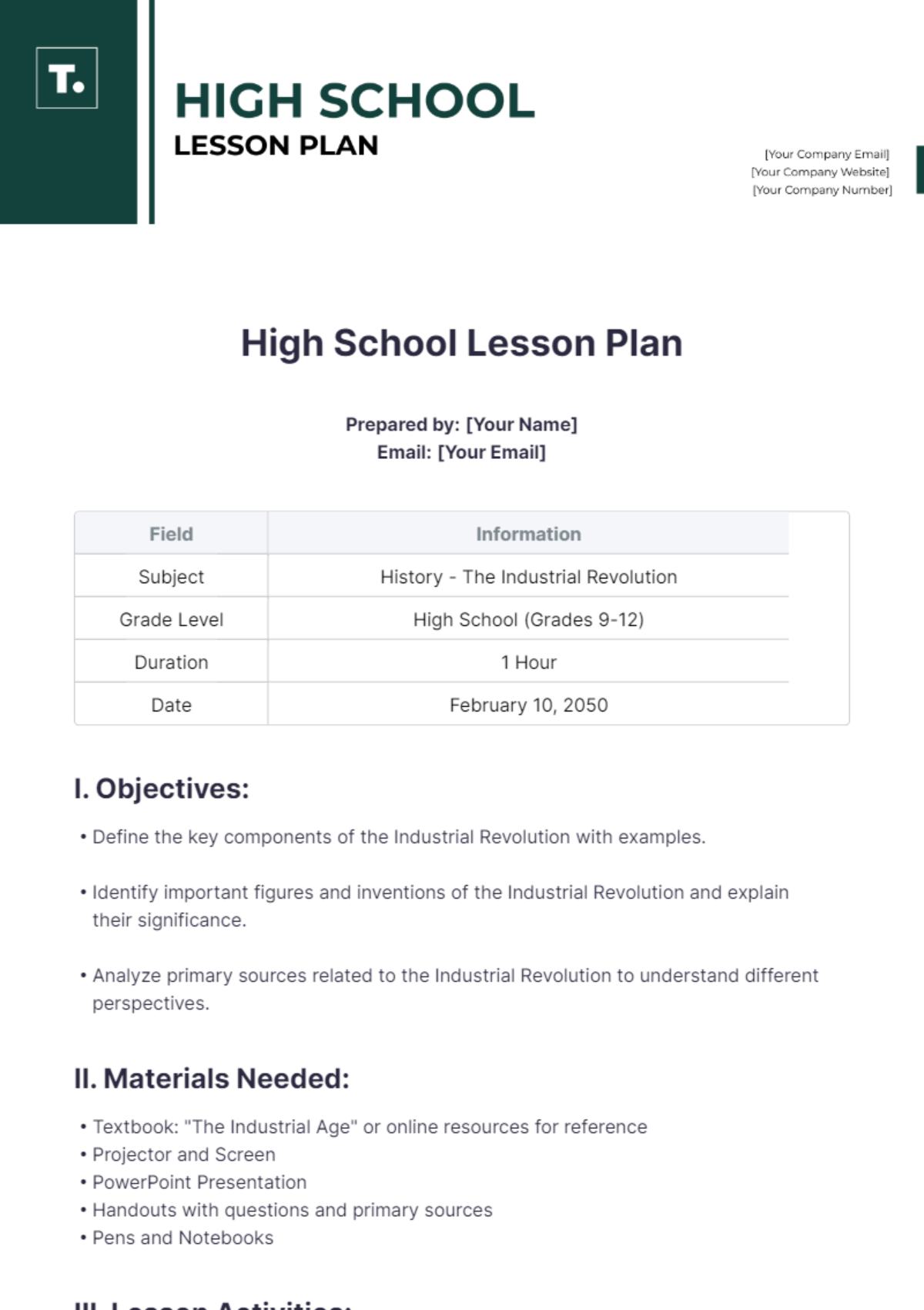 personal statement lesson plan high school