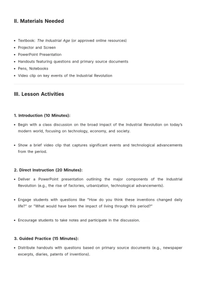 Free High School Lesson Plan Template to Edit Online