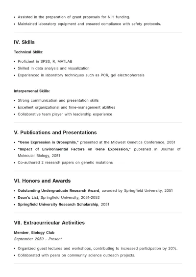 Free College Research Assistant ATS Resume Template, AI Resume Builder
