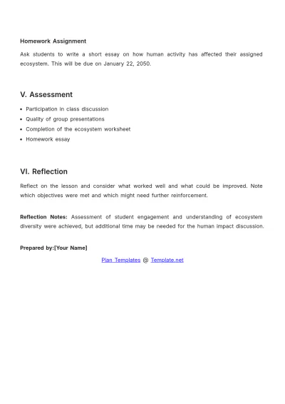 Free Middle School Lesson Plan Template to Edit Online