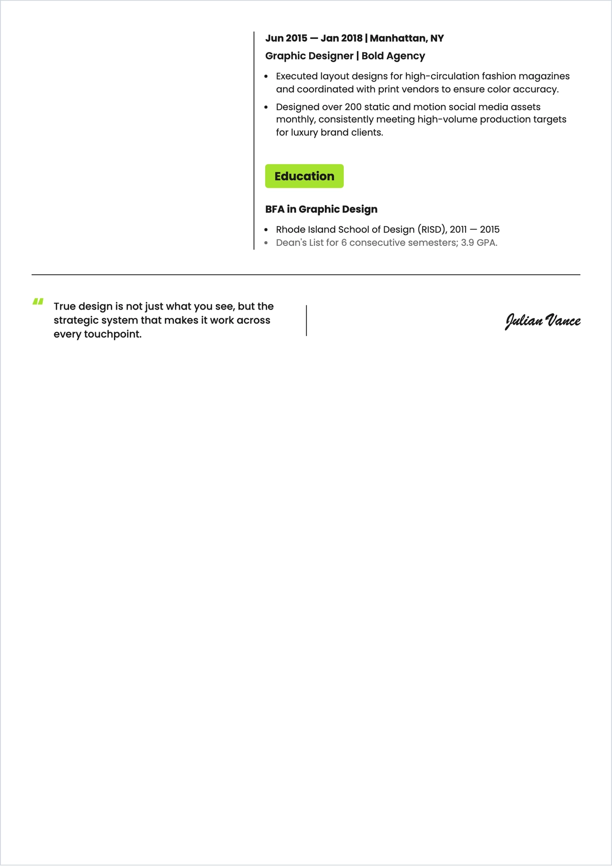 Free Team Lead Graphic Designer ATS Resume Template, AI Resume Builder