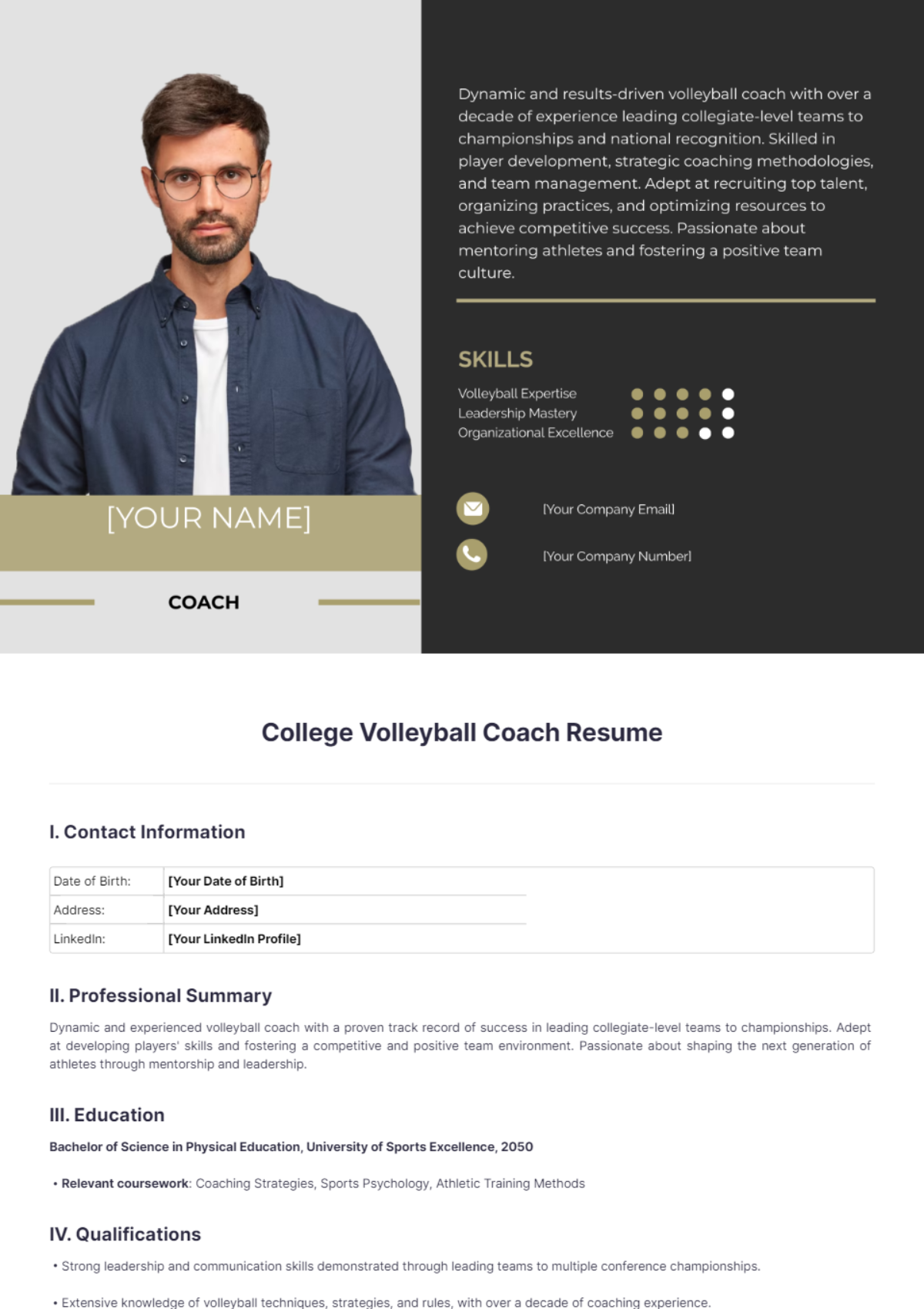 College Volleyball Coach Resume - College Volleyball Coach Resume Edit Online 1 