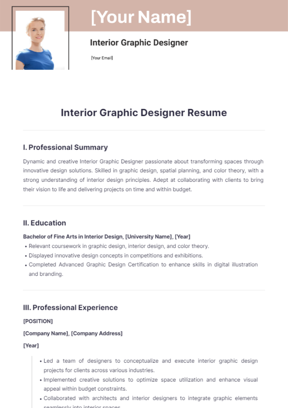 Interior Graphic Designer Resume - Edit Online & Download