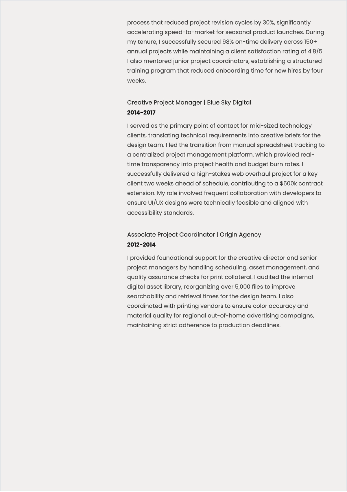 Free Project Manager Graphic Designer Resume Template to Edit Online