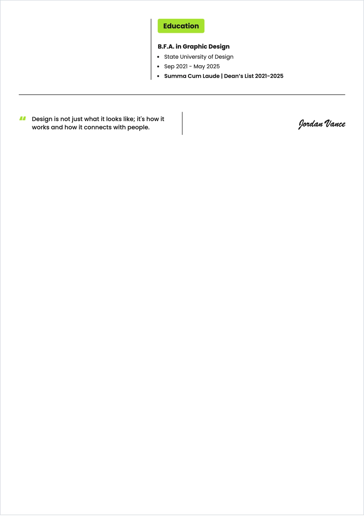 Free Beginner Graphic Designer ATS Resume Template, AI Resume Builder