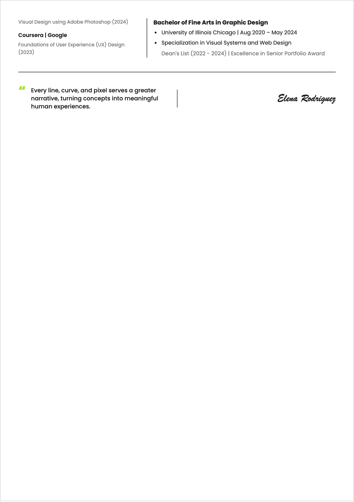 Free Graphic Designer ATS Resume With No Experience Template