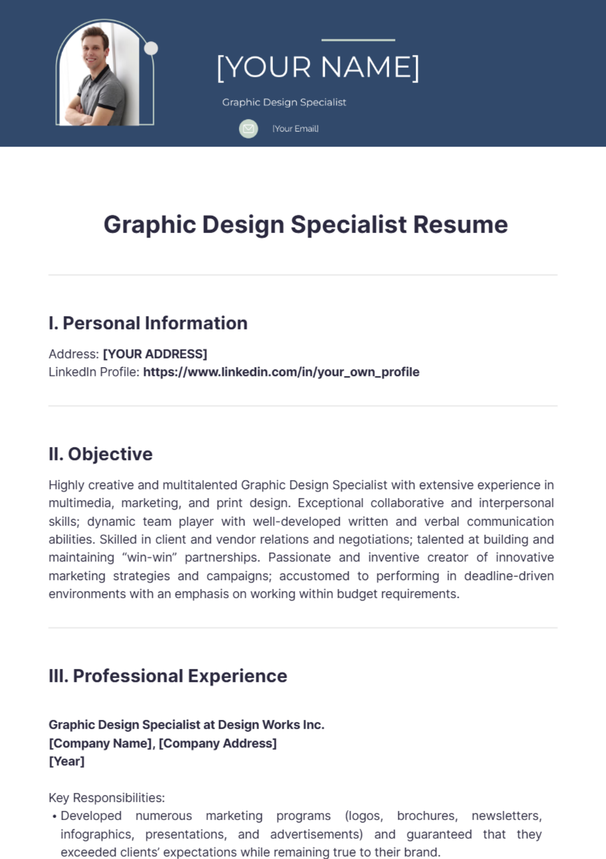 Graphic Design Specialist Resume - Edit Online & Download