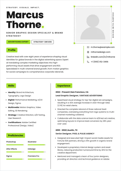 Free Graphic Design Specialist ATS Resume Template, AI Resume Builder