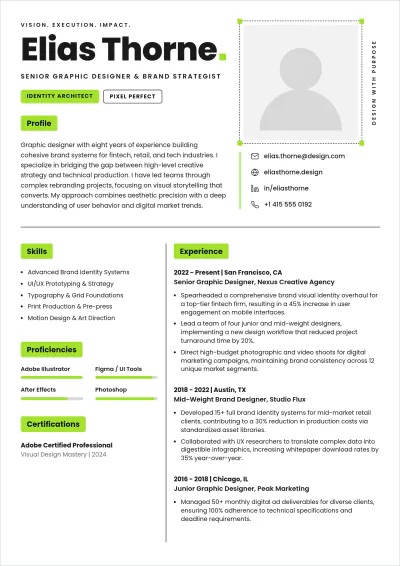 Free Graphic Designer ATS Resume Template, AI Resume Builder