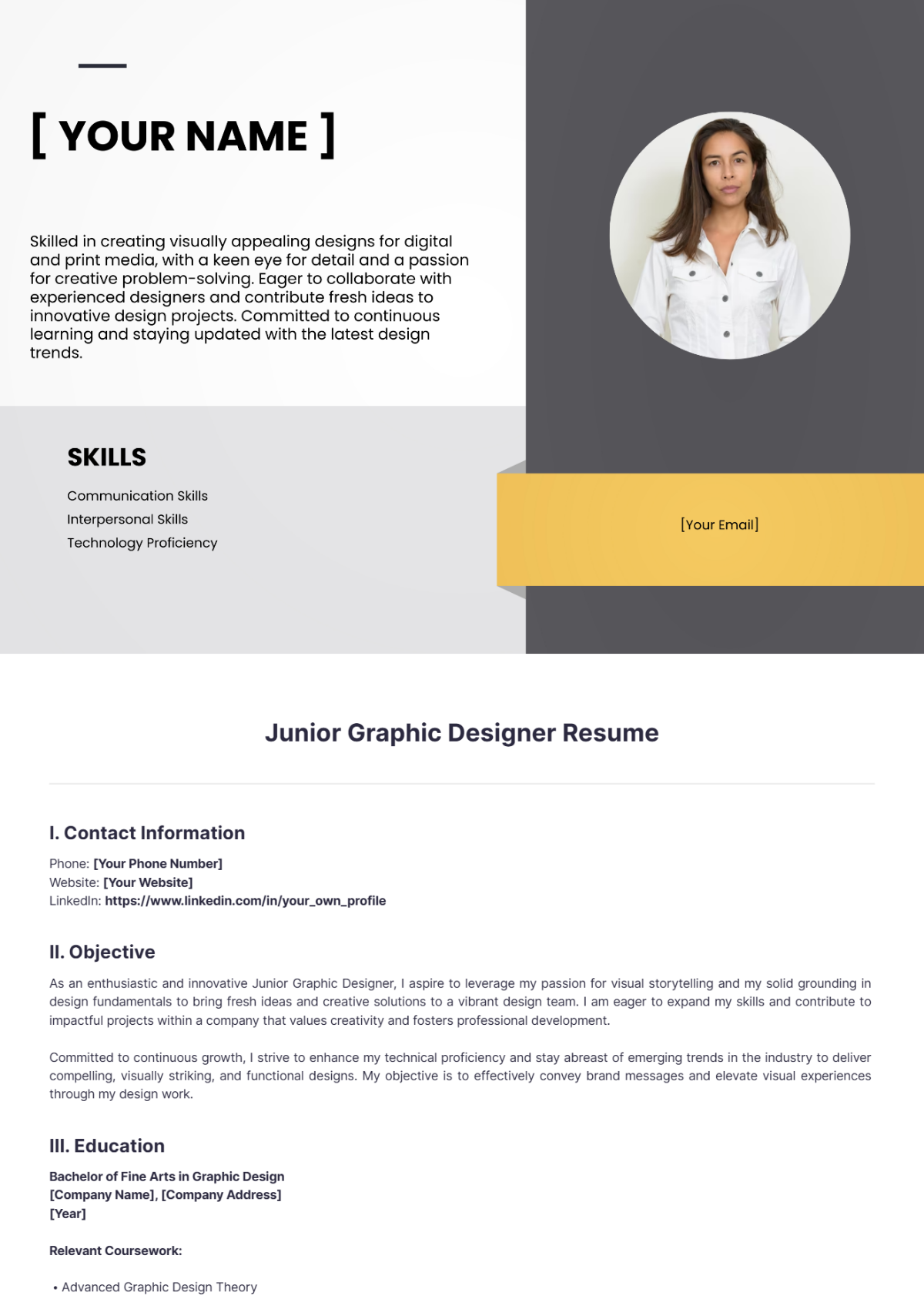 Junior Graphic Designer Resume - Edit Online & Download