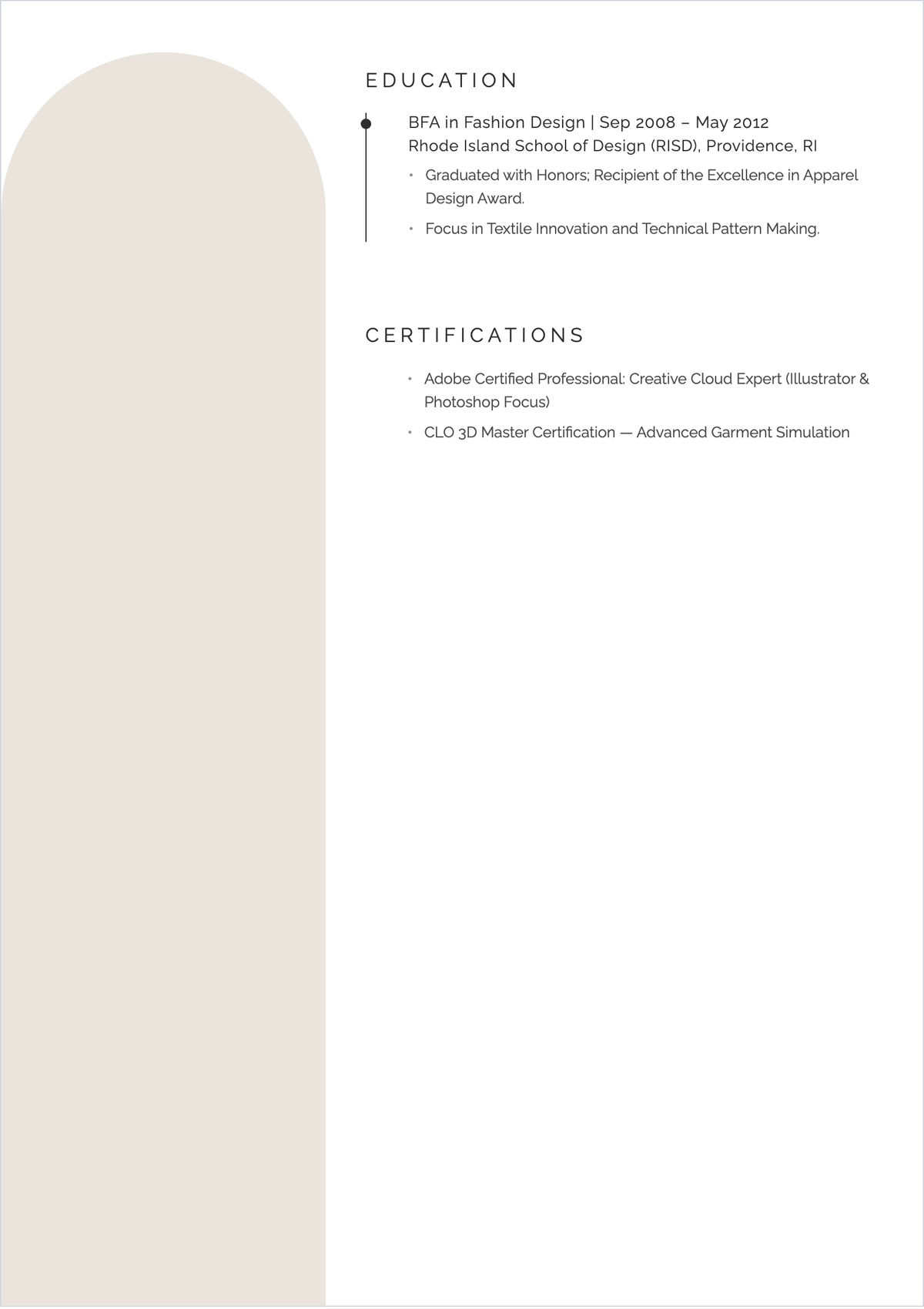 Free Senior Apparel & Graphic Designer ATS Resume Template