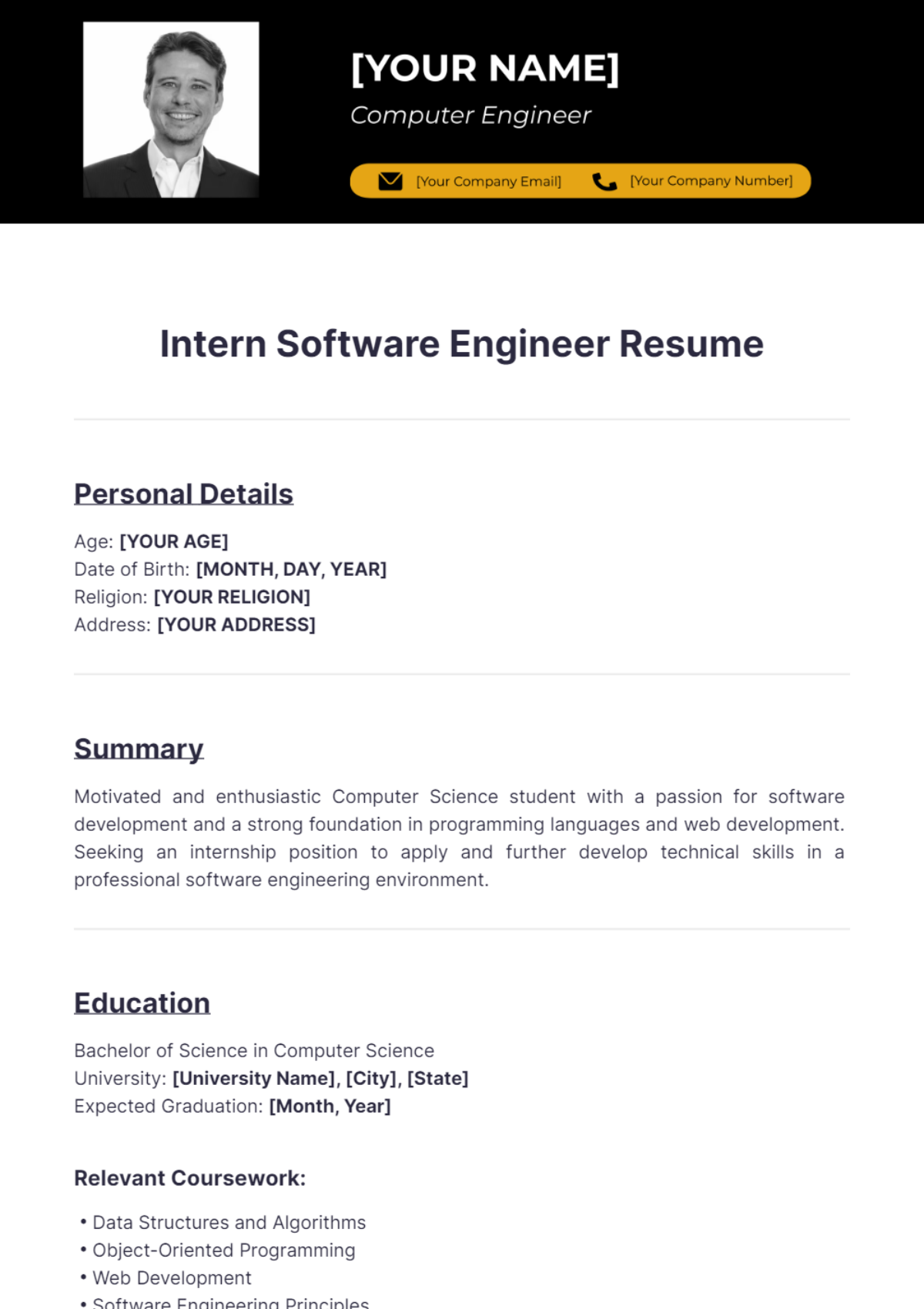 Software Engineer Resume Templates - Edit Online & Download