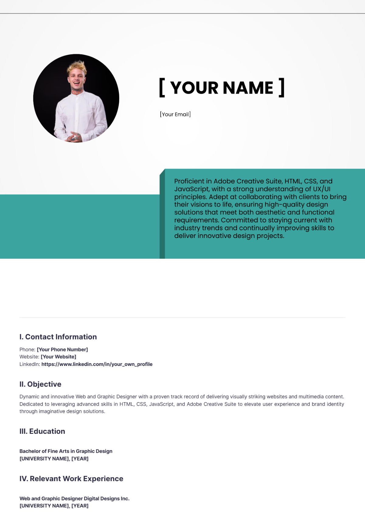 Web And Graphic Designer Resume - Edit Online & Download