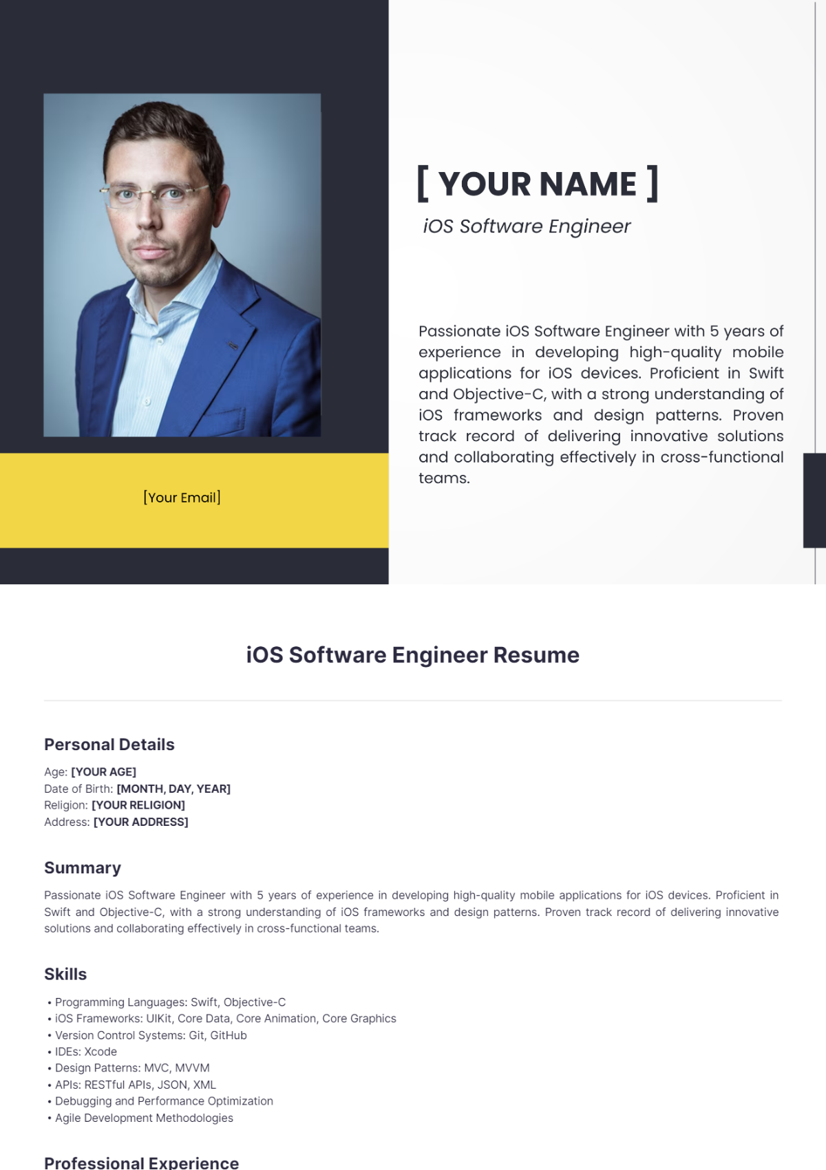 iOS Software Engineer Resume - Edit Online & Download