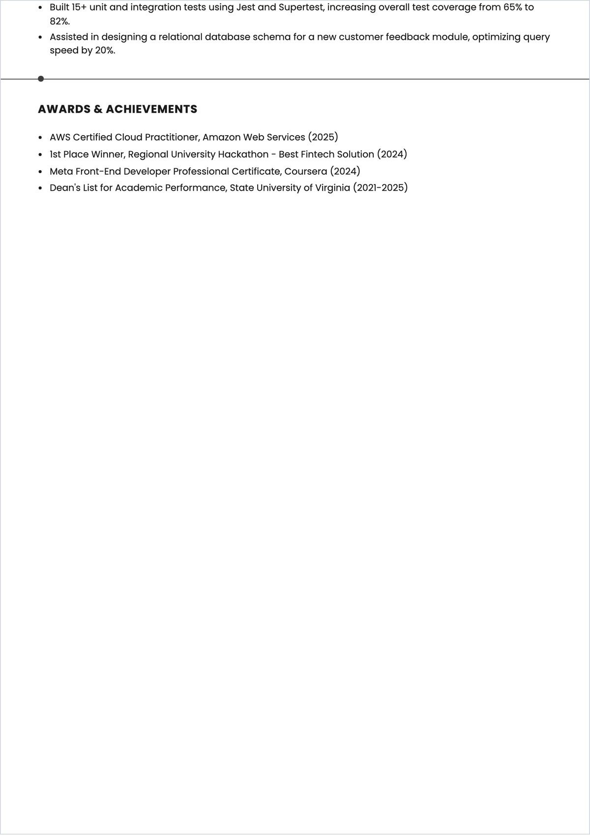Free Junior Software Engineer ATS Resume Template, AI Resume Builder