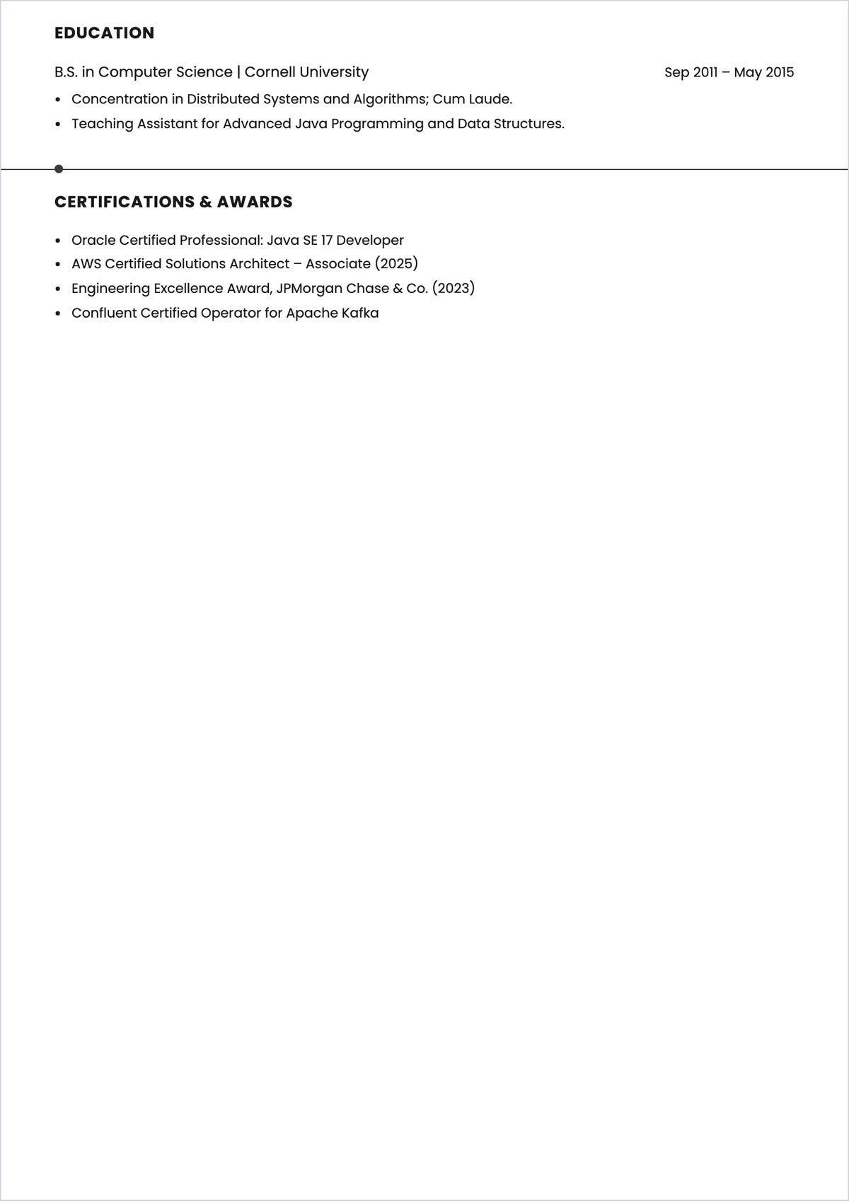 Free Java Software Engineer ATS Resume Template, AI Resume Builder