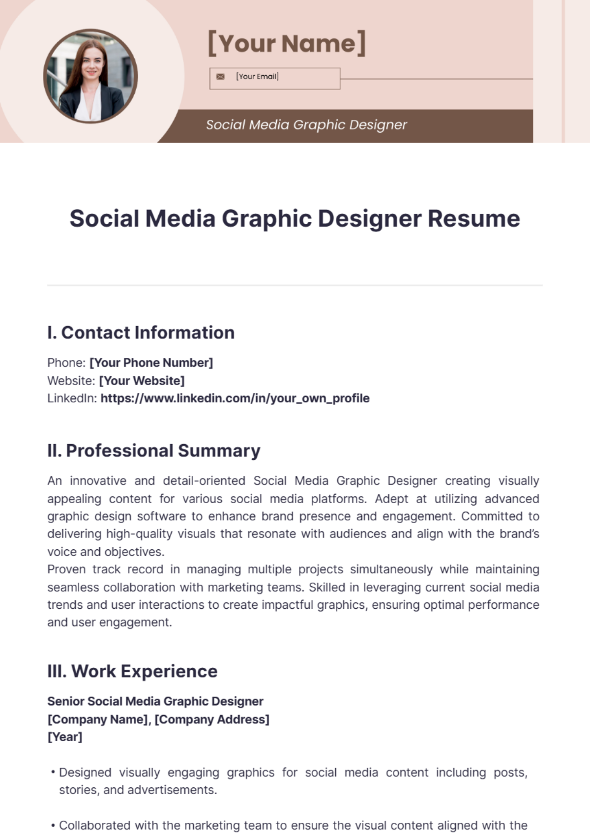 Social Media Graphic Designer Resume - Edit Online & Download