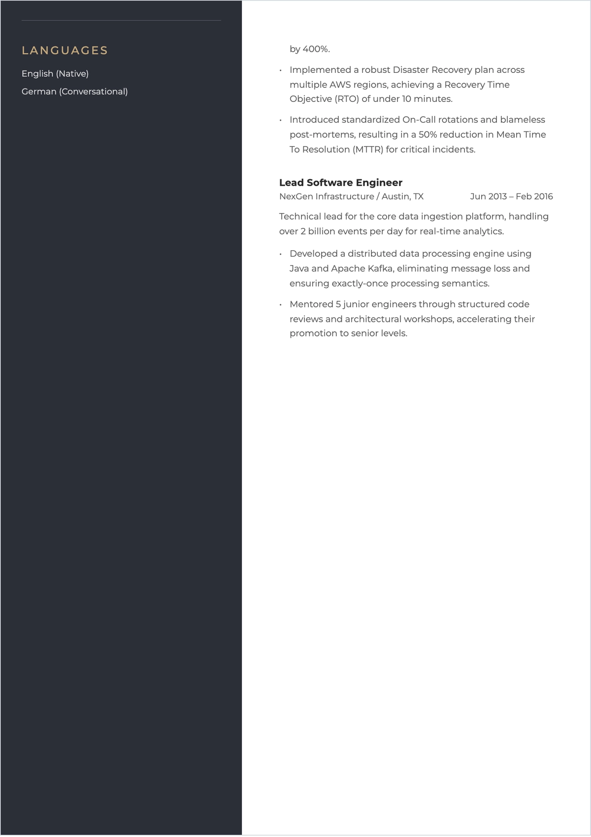 Free Software Engineer Manager ATS Resume Template, AI Resume Builder