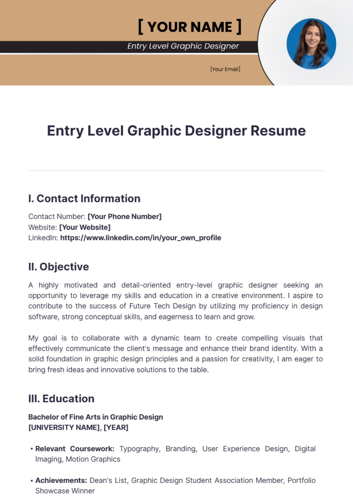 Entry Level Graphic Designer Resume - Edit Online & Download