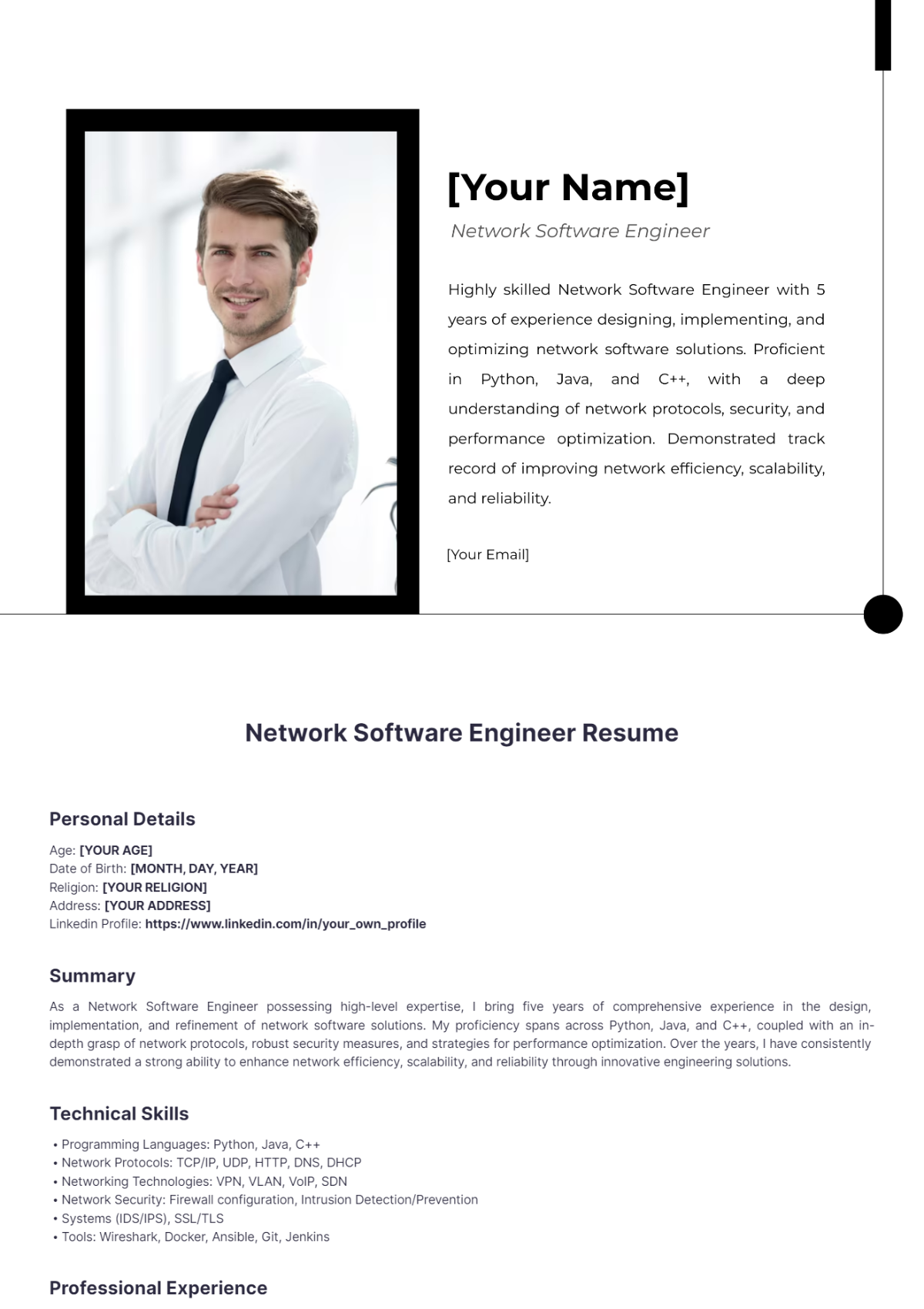 Network Software Engineer Resume - Edit Online & Download