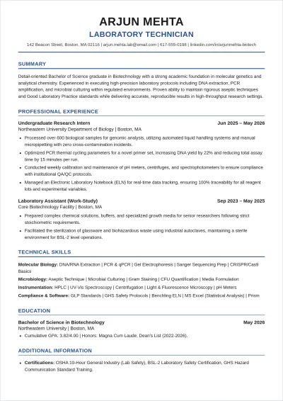 Free BSC Fresher ATS Resume Template, AI Resume Builder