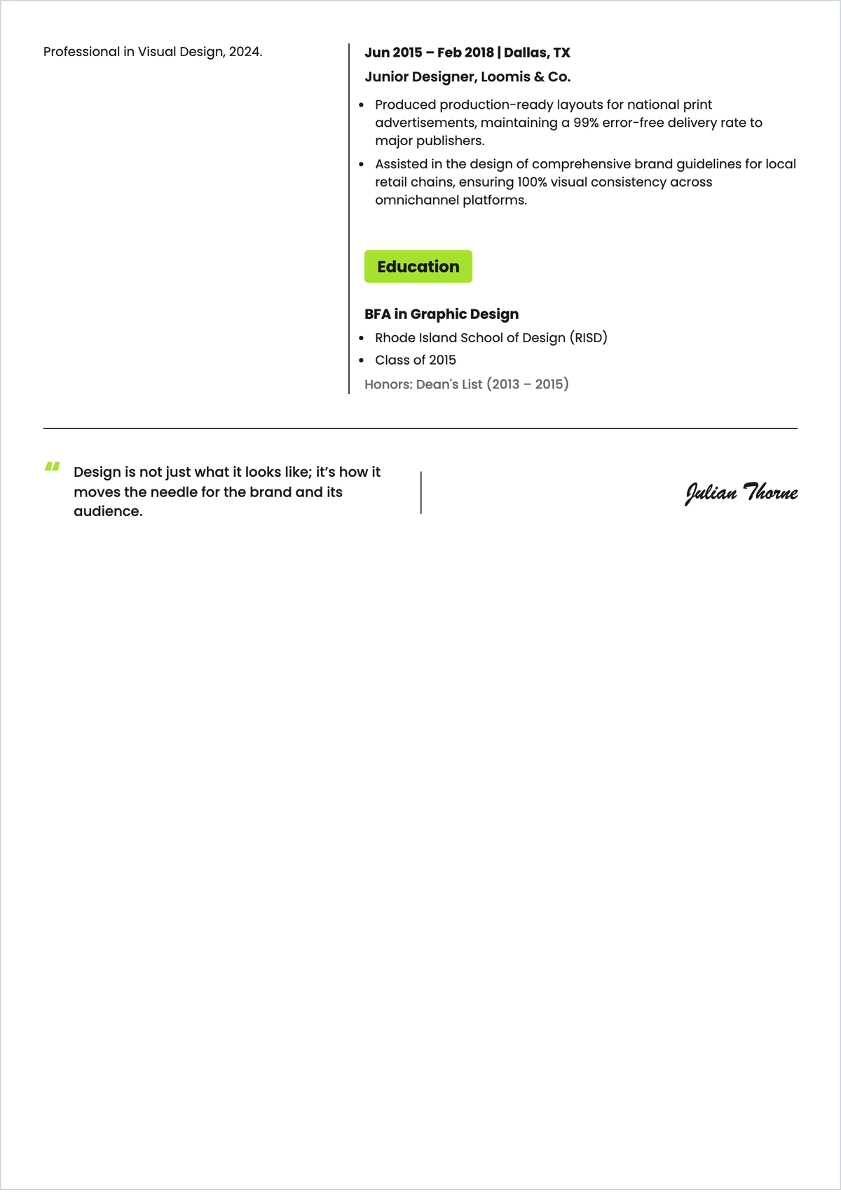 Free Experience Graphic Designer Resume to Edit Online