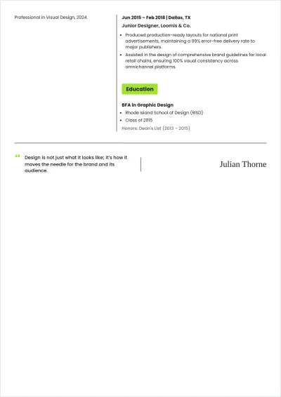 Free Experience Graphic Designer ATS Resume Template