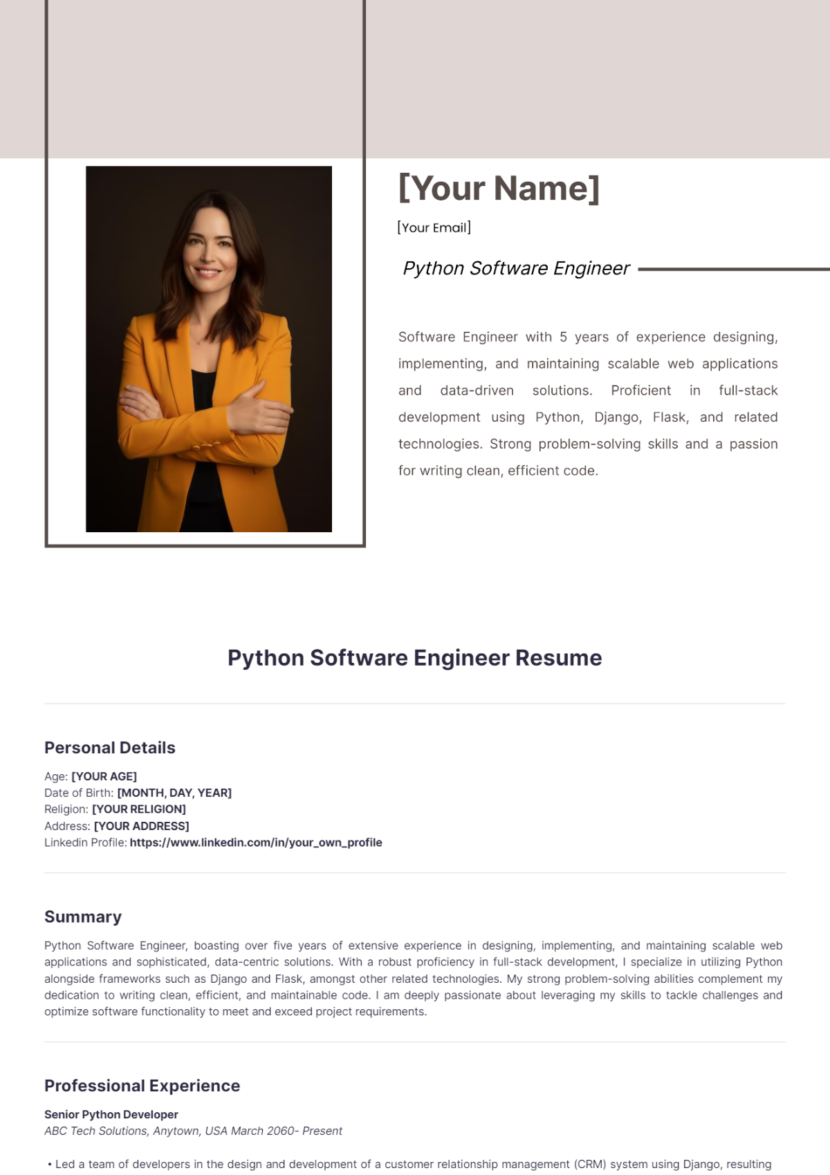 Python Software Engineer Resume - Edit Online & Download