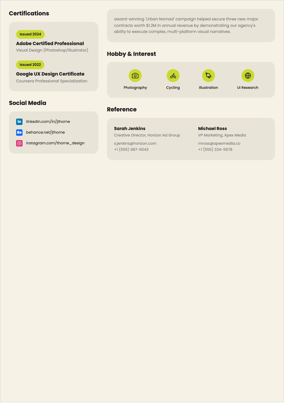 Free Senior Graphic Designer ATS Resume Template, AI Resume Builder