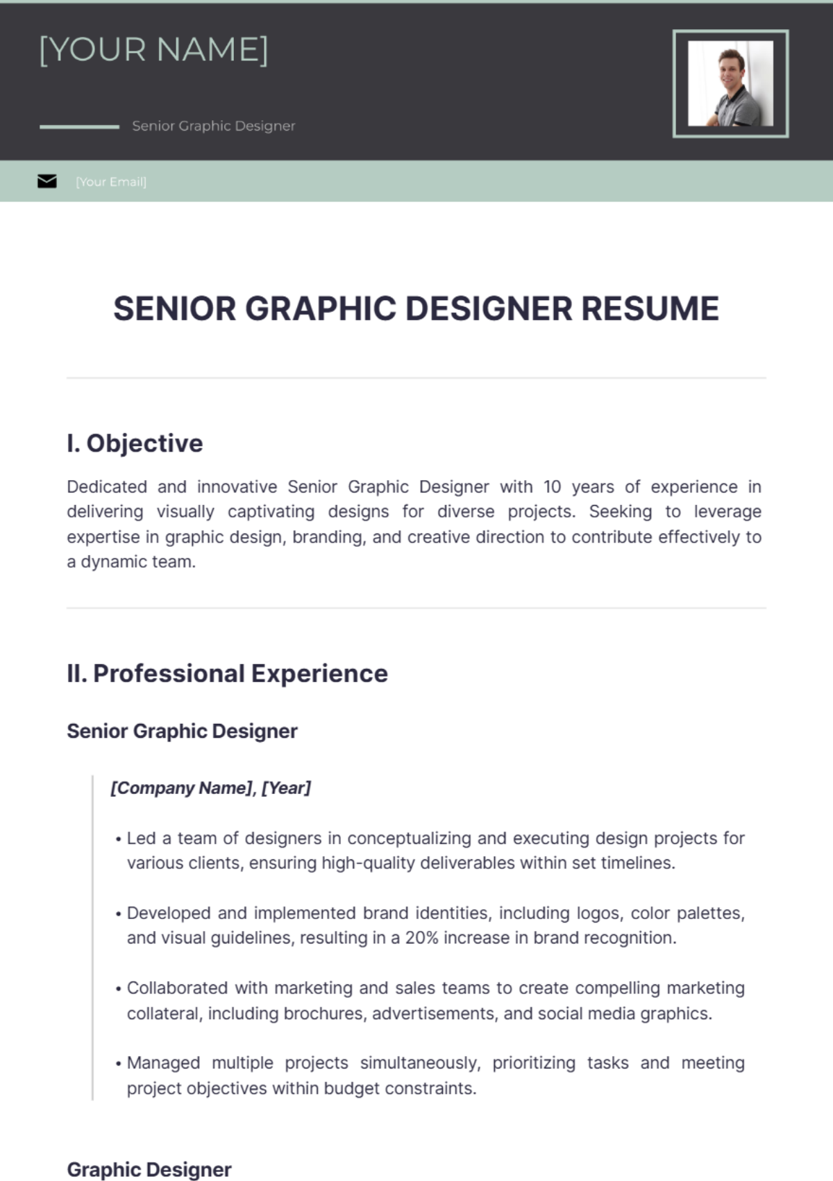 Senior Graphic Designer Resume - Edit Online & Download